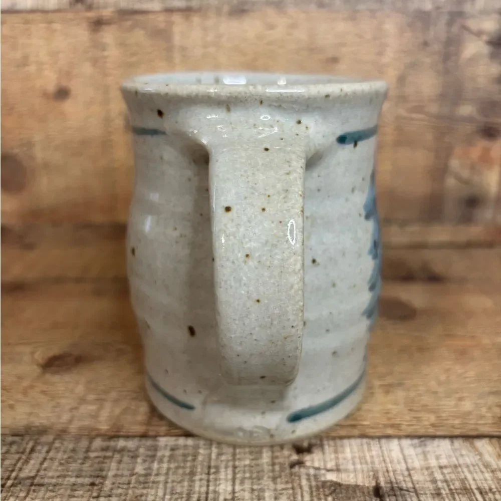 Minnesota Souvenir Coffee Mug Signed JB Hand Thrown Pottery Stoneware Gray
